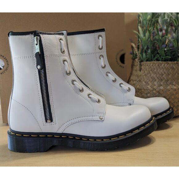 Dr. Martens 1460 Women's Twin Zip White Sendal Leather Combat Boots UK 8 NIB - Picture 3 of 15